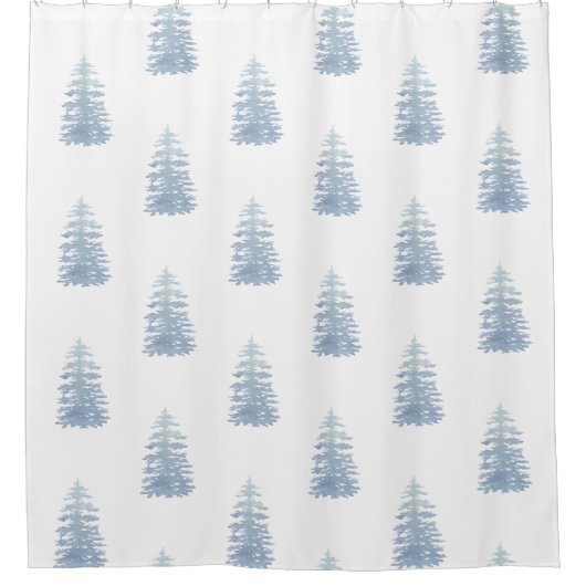 Moderne Waterverf Pine Tree Pattern Kerstmis Douchegordijn (Voorkant)