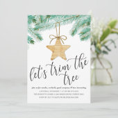 Moderne Waterverf Pine Tree Trimming Party Kaart (Staand voorkant)