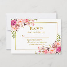 Moderne Waterverf Pink Floral Wedding