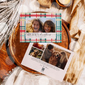 Moderne Waterverf Plaid Christmas Foto Feestdagenkaart