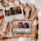 Moderne Waterverf Plaid Christmas Foto Feestdagenkaart