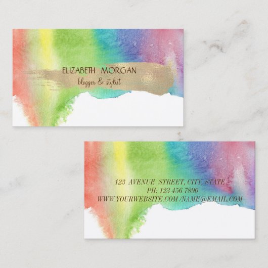 Moderne Waterverf plash, gouden penseelstreek Visitekaartje (Voorkant / Achterkant)