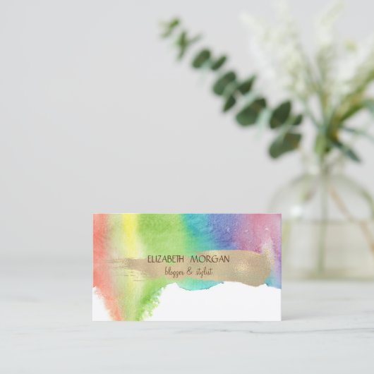 Moderne Waterverf plash, gouden penseelstreek Visitekaartje (Staand voorkant)