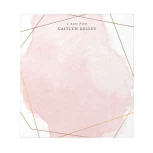 Moderne Waterverf plasma, goud en roze, op maat ge Notitieblok