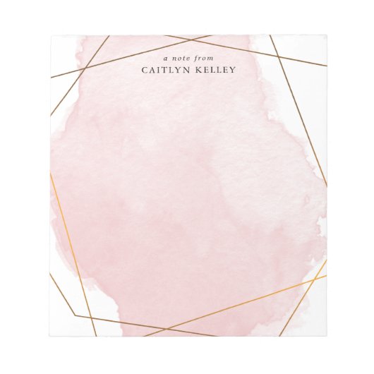 Moderne Waterverf plasma, goud en roze, op maat ge Notitieblok (Voorkant)