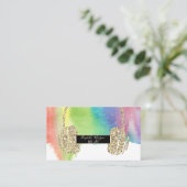 Moderne Waterverf plastic, Glitter Headphone DJ Visitekaartje (Staand voorkant)