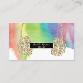 Moderne Waterverf plastic, Glitter Headphone DJ Visitekaartje (Voorkant)