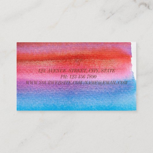 Moderne Waterverf plastic, gouden Lijst Visitekaartje (Achterkant)