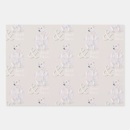 Moderne Waterverf Polar Beer kersttypografie Inpakpapier Vel (Voorkant)