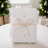 Moderne Waterverf Polar Beer kersttypografie Inpakpapier Vel