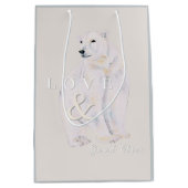 Moderne Waterverf Polar Beer kersttypografie Medium Cadeauzakje (Voorkant)