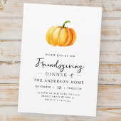 Moderne Waterverf pompoen Friendsgiving Diner Kaart