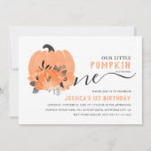 Moderne Waterverf pompoen Herfst 1e verjaardag Kaart (Voorkant)