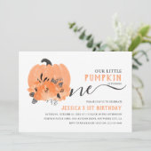 Moderne Waterverf pompoen Herfst 1e verjaardag Kaart (Staand voorkant)