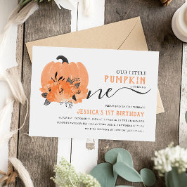 Moderne Waterverf pompoen Herfst 1e verjaardag Kaart