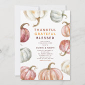 Moderne Waterverf Pompoen Thanksgiving Diner Kaart (Voorkant)