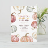 Moderne Waterverf Pompoen Thanksgiving Diner Kaart (Staand voorkant)