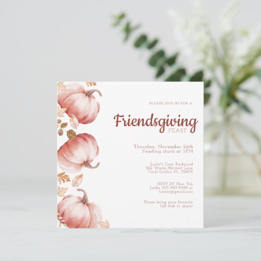 Moderne Waterverf pompoen Vriendschappen Uitnodige Save The Date (Staand voorkant)