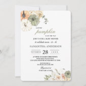 Moderne Waterverf Pompoenen & Bloemen Uitnodiging (Voorkant)