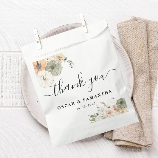 Moderne Waterverf pompoenen en bloemen Bedankzakje