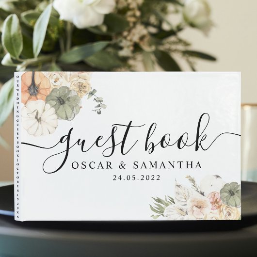 Moderne Waterverf pompoenen en bloemen Gastenboek