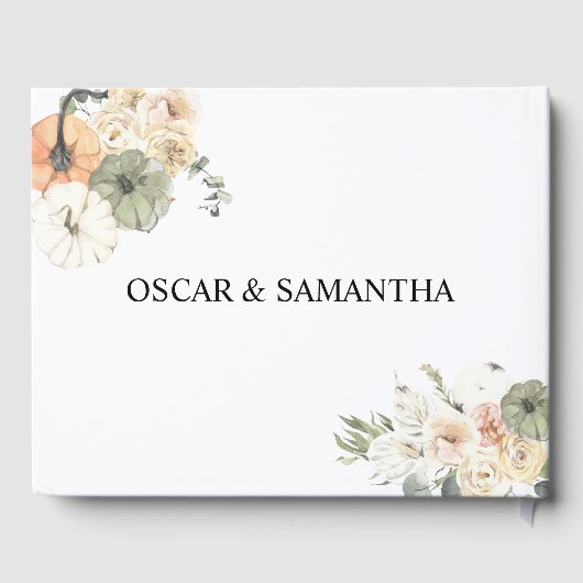 Moderne Waterverf pompoenen en bloemen Gastenboek (Achterkant)