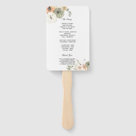 Moderne Waterverf pompoenen en bloemen Handwaaier (Achterkant)