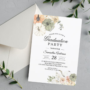 Moderne Waterverf pompoenen en bloemen Kaart