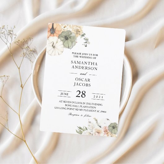 Moderne Waterverf pompoenen en bloemen Kaart