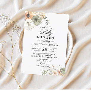 Moderne Waterverf pompoenen en bloemen Kaart