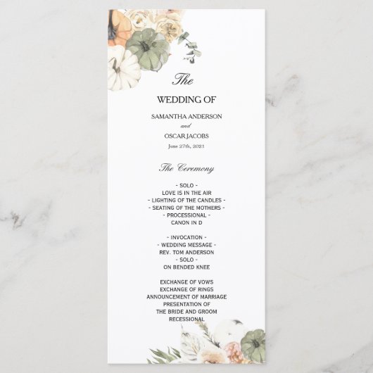 Moderne Waterverf pompoenen en bloemen Menu (Voorkant)