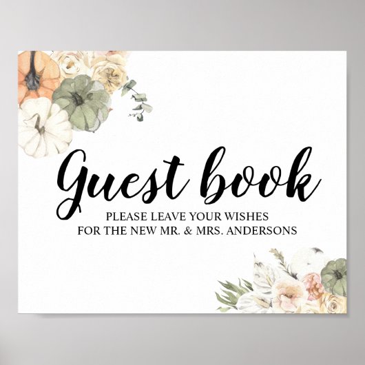 Moderne Waterverf pompoenen en bloemen Poster (Voorkant)