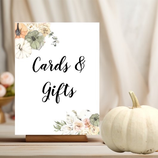 Moderne Waterverf pompoenen en bloemen Poster