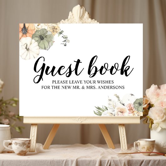 Moderne Waterverf pompoenen en bloemen Poster