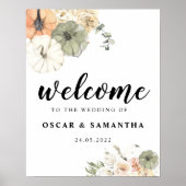 Moderne Waterverf pompoenen en bloemen Poster (Voorkant)