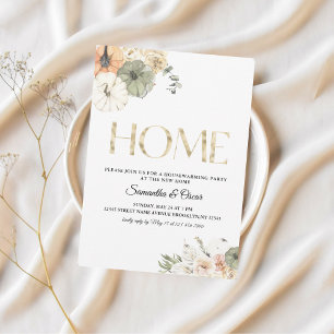 Moderne Waterverf pompoenen en bloemen Save The Date