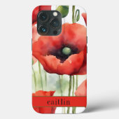 Moderne Waterverf Poppies Monogram Case-Mate iPhone Case (Achterkant)