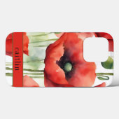 Moderne Waterverf Poppies Monogram Case-Mate iPhone Case (Achterkant (horizontaal))