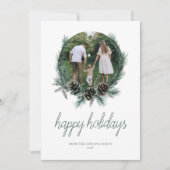 Moderne Waterverf Prettige feestdagen Krans Foto Feestdagenkaart (Voorkant)