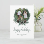 Moderne Waterverf Prettige feestdagen Krans Foto Feestdagenkaart (Staand voorkant)