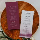 Moderne Waterverf | Programma Rode bruiloft Programmakaart