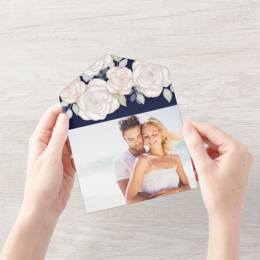 Moderne Waterverf QR Code Afbeelding marine All In One Uitnodiging (Opening)