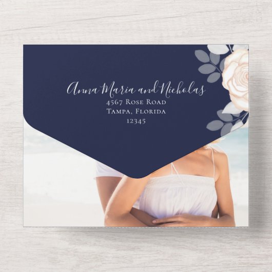 Moderne Waterverf QR Code Afbeelding marine All In One Uitnodiging (Achterkant)