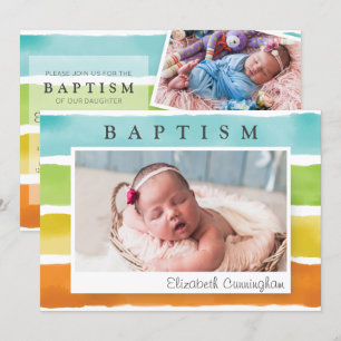 Moderne Waterverf Rainbow Baptism-uitnodiging Kaart