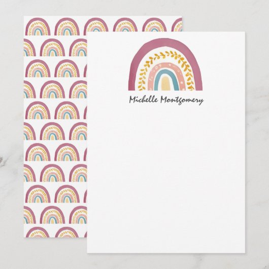 Moderne Waterverf Rainbow Stationery Note Kaart (Voorkant / Achterkant)