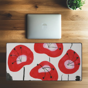 Moderne Waterverf Red Poppies Stijlvol Trendy Bureaumat