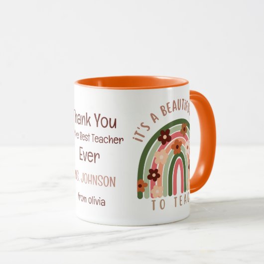 Moderne waterverf regenboog Gepersonaliseerde doce Mok (Voorkant rechts)