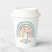 Moderne waterverf regenboog kleurrijk baby shower papieren bekers (Voorkant)