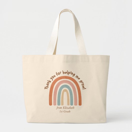 Moderne Waterverf Regenboog Leraar Dank u - Grote Tote Bag (Voorkant)
