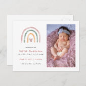 Moderne Waterverf regenboog met hartgeboorte Uitnodiging Briefkaart (Voorkant / Achterkant)